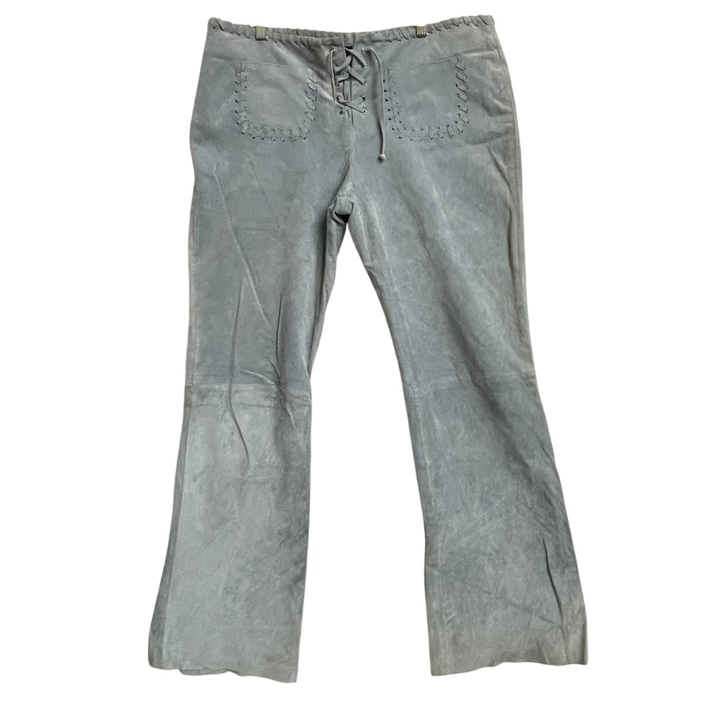 Jou Jou Skins Leather Pants 13/14 Light Blue Lace-Up 90s Y2K Western Coquette